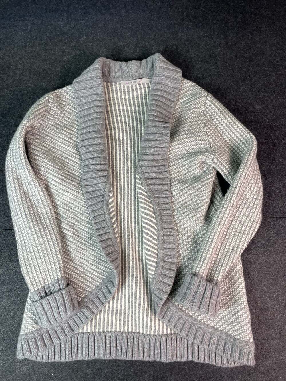 Athleta Cardigan Sweater Size XL Gray Wool Cashmere Open Front